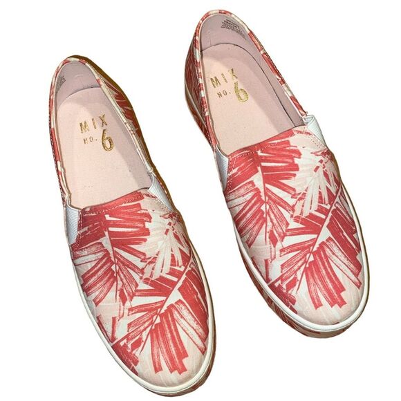 Mix No. 6 Shoes - 🆕 MIX NO. 6 Women’s Pink White Palm Leave Pattern Slip On Sneakers
